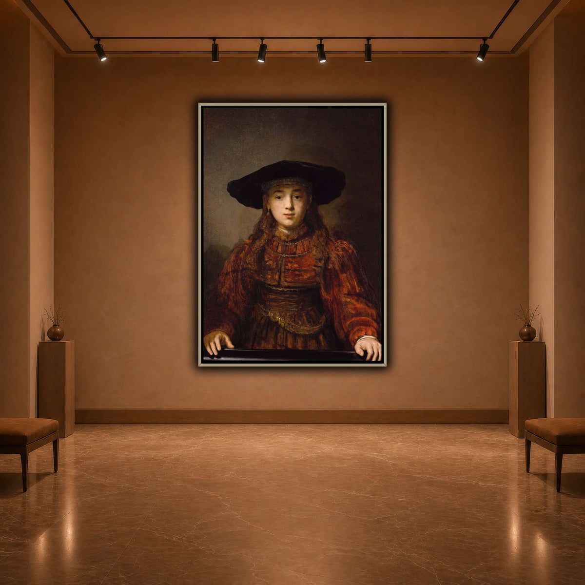 Girl_in_a_Picture_Frame_Rembrandt-van-Rijn warm-agallery