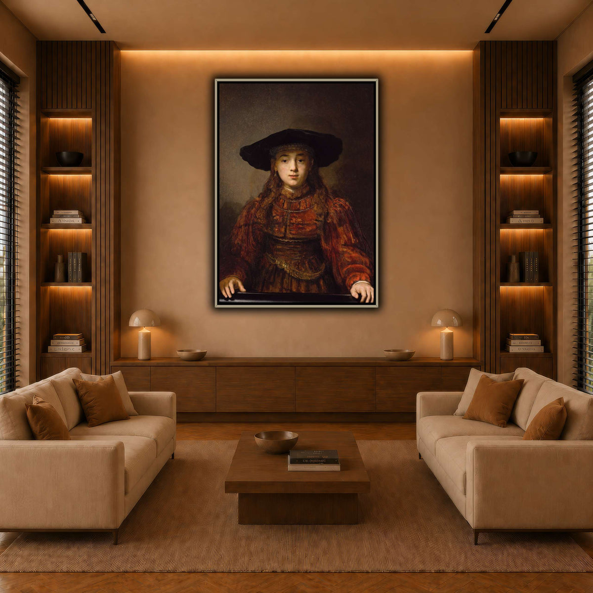 Girl_in_a_Picture_Frame_Rembrandt-van-Rijn warm-living-room