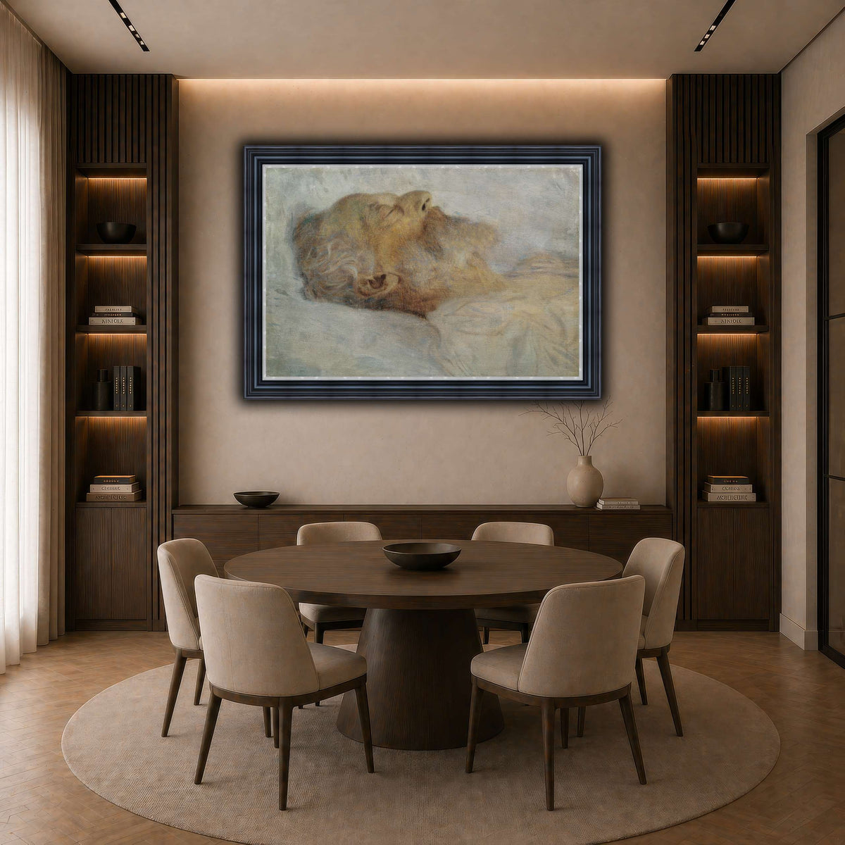 Gustav_Klimt_-_Alter_Mann_auf_dem_Totenbett dark neutral-dining room