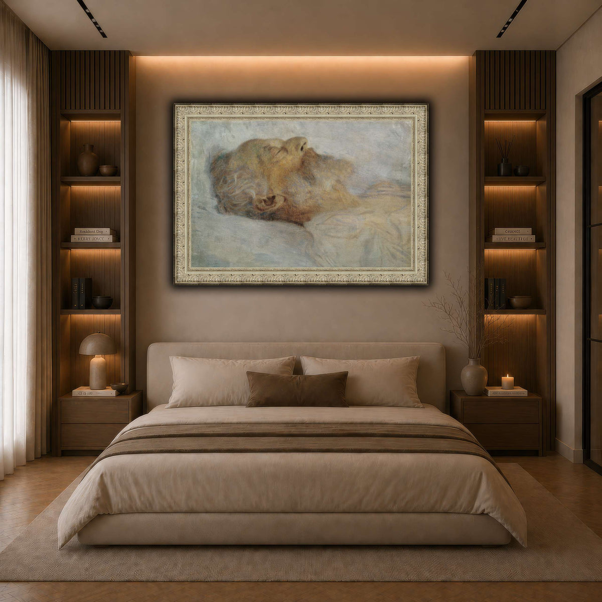 Gustav_Klimt_-_Alter_Mann_auf_dem_Totenbett dark neutral-bedroom