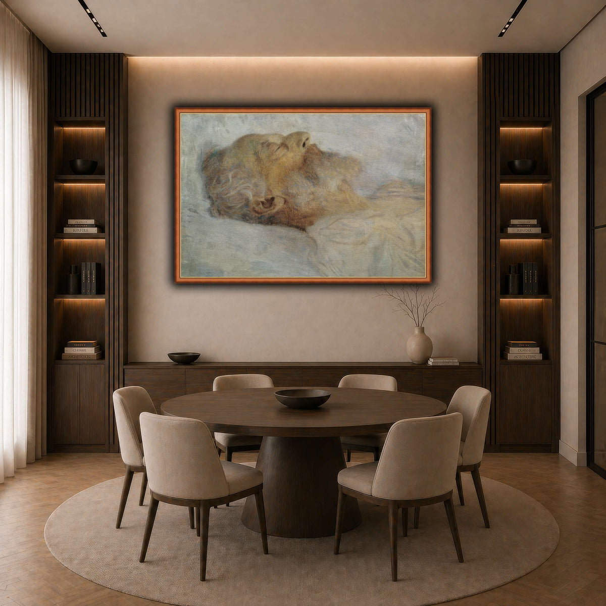 Gustav_Klimt_-_Alter_Mann_auf_dem_Totenbett dark neutral-dining room