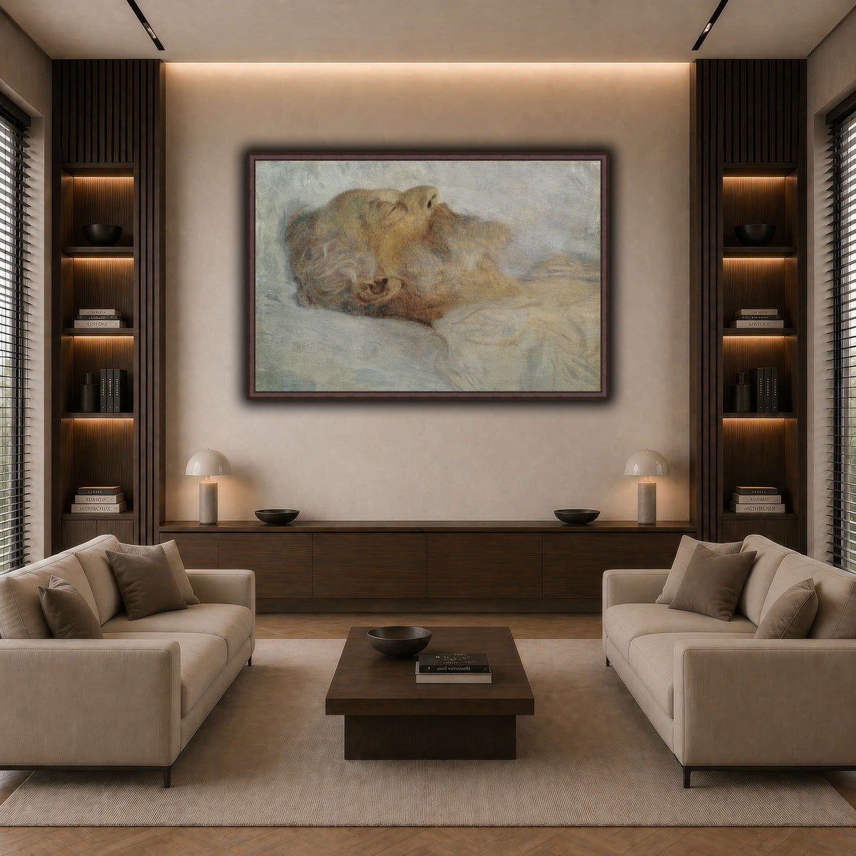 Gustav_Klimt_-_Alter_Mann_auf_dem_Totenbett dark neutral-living room