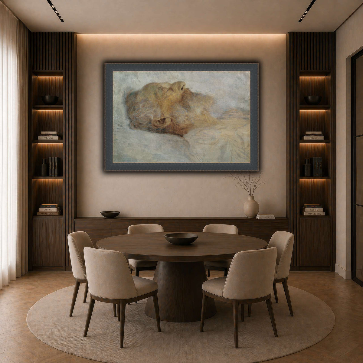 Gustav_Klimt_-_Alter_Mann_auf_dem_Totenbett dark neutral-dining room