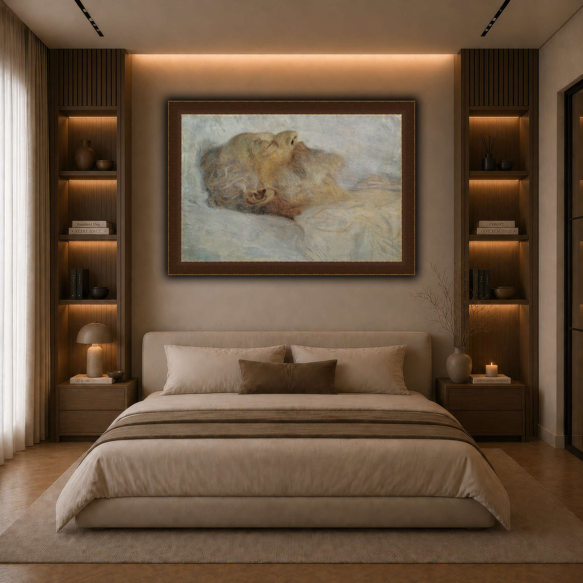 Gustav_Klimt_-_Alter_Mann_auf_dem_Totenbett dark neutral-bedroom