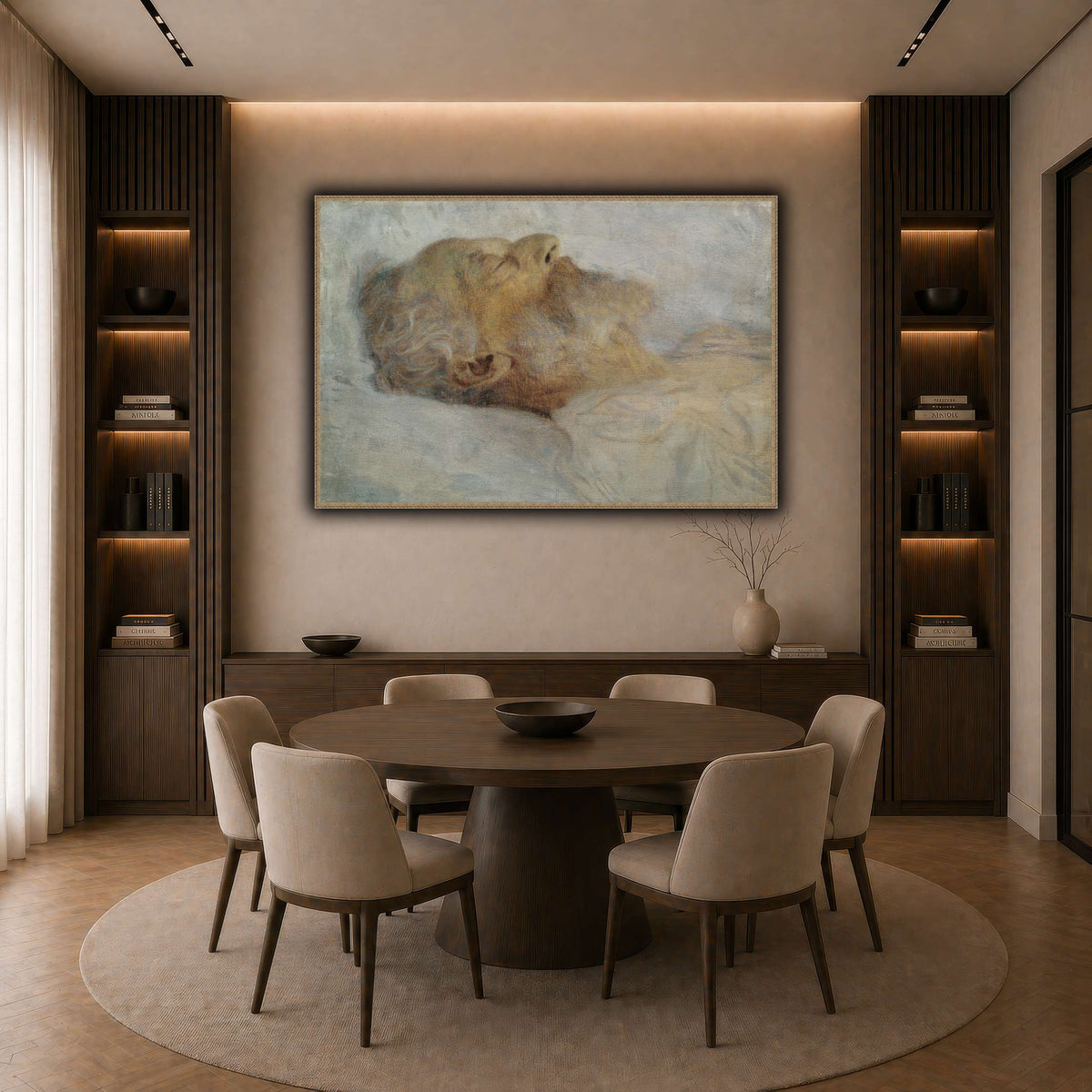 Gustav_Klimt_-_Alter_Mann_auf_dem_Totenbett dark neutral-dining room