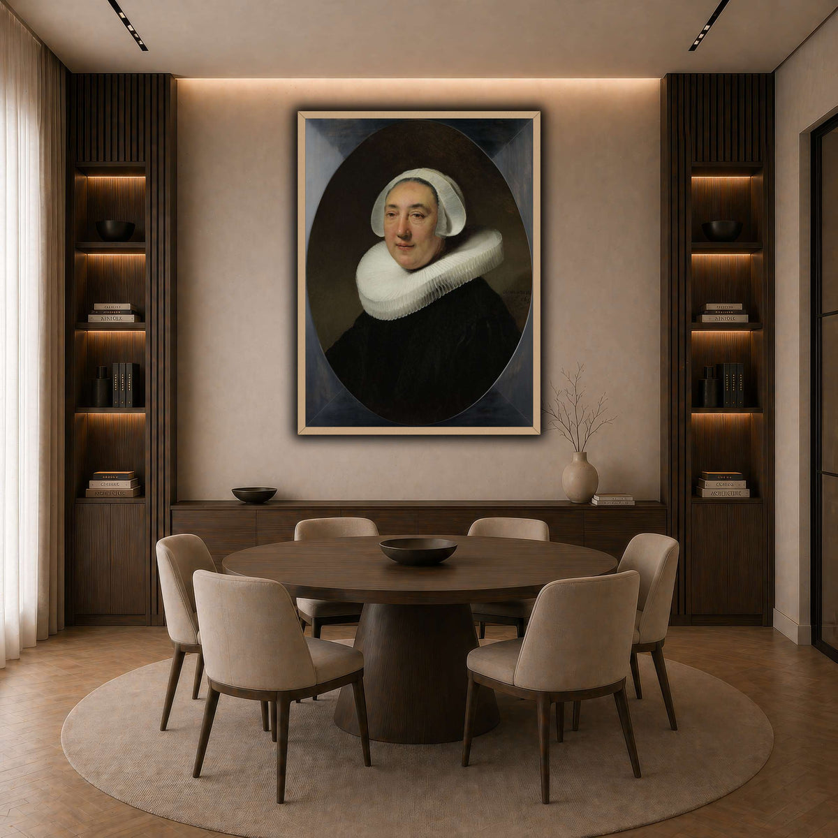 Haesje_v.Cleyburg_1634_Rembrandt-van-Rijn dark neutral-dining room