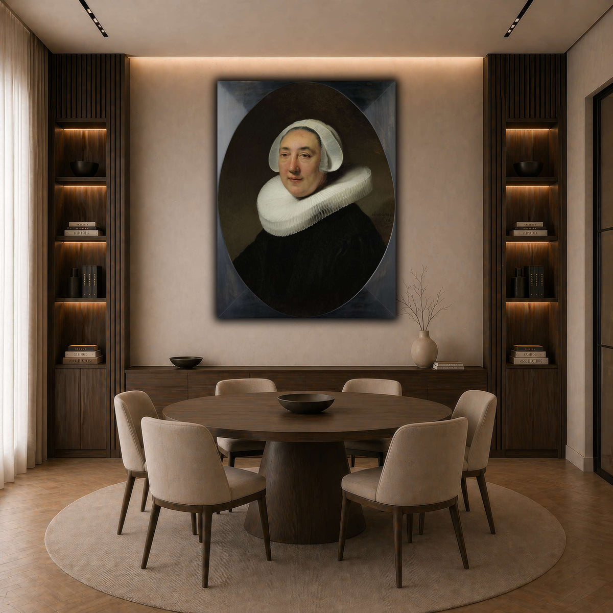 Haesje_v.Cleyburg_1634_Rembrandt-van-Rijn dark neutral-dining room