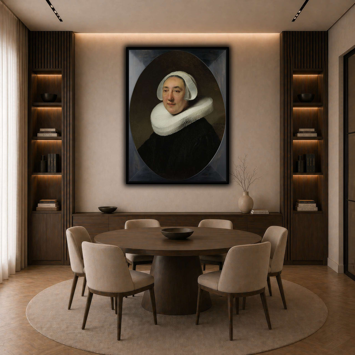 Haesje_v.Cleyburg_1634_Rembrandt-van-Rijn dark neutral-dining room