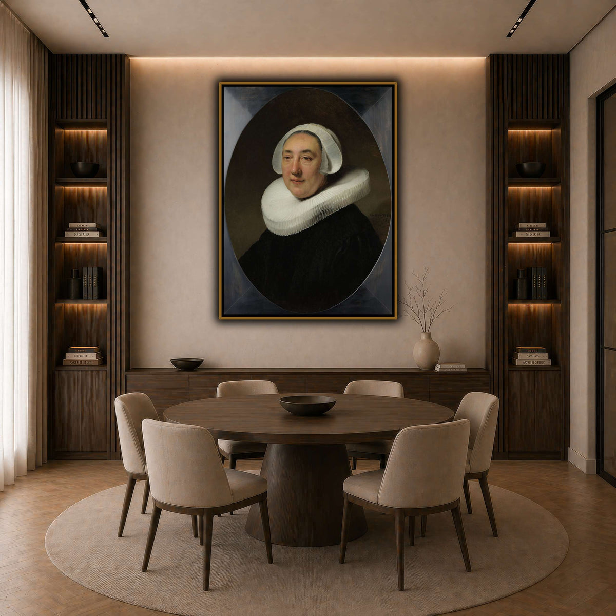 Haesje_v.Cleyburg_1634_Rembrandt-van-Rijn dark neutral-dining room