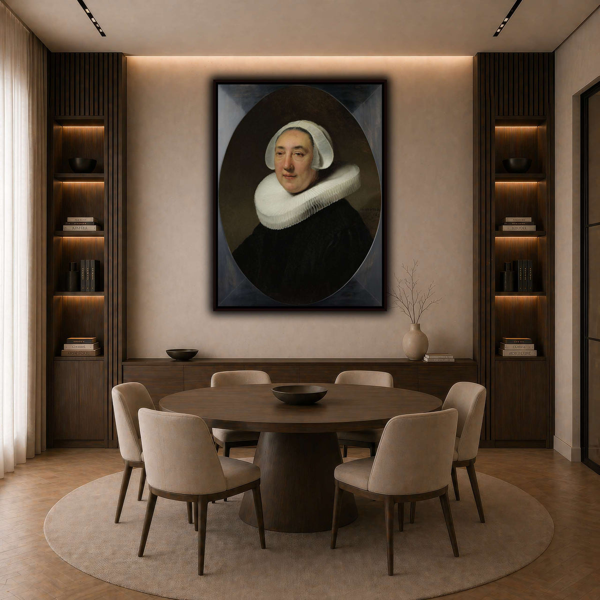 Haesje_v.Cleyburg_1634_Rembrandt-van-Rijn dark neutral-dining room