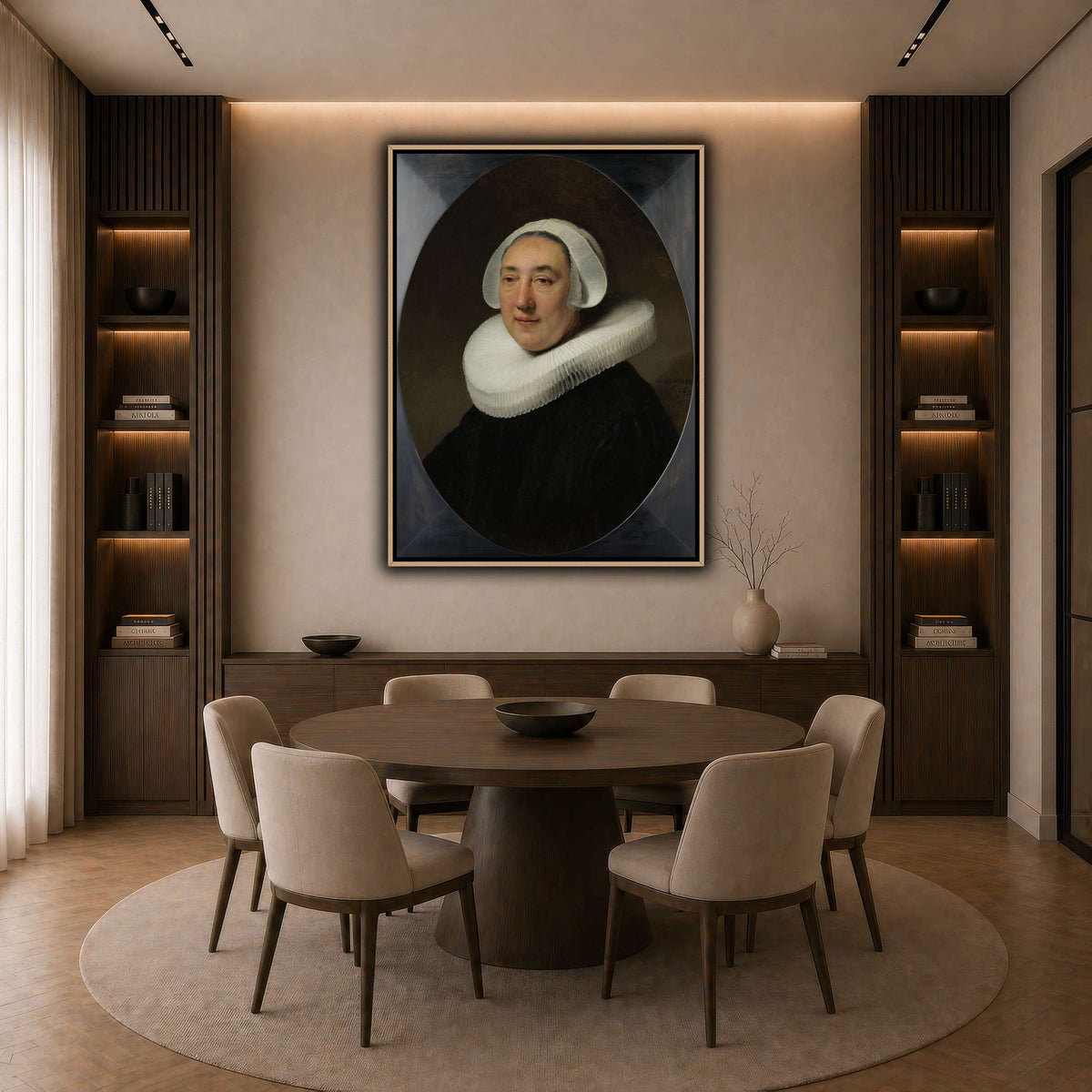 Haesje_v.Cleyburg_1634_Rembrandt-van-Rijn dark neutral-dining room