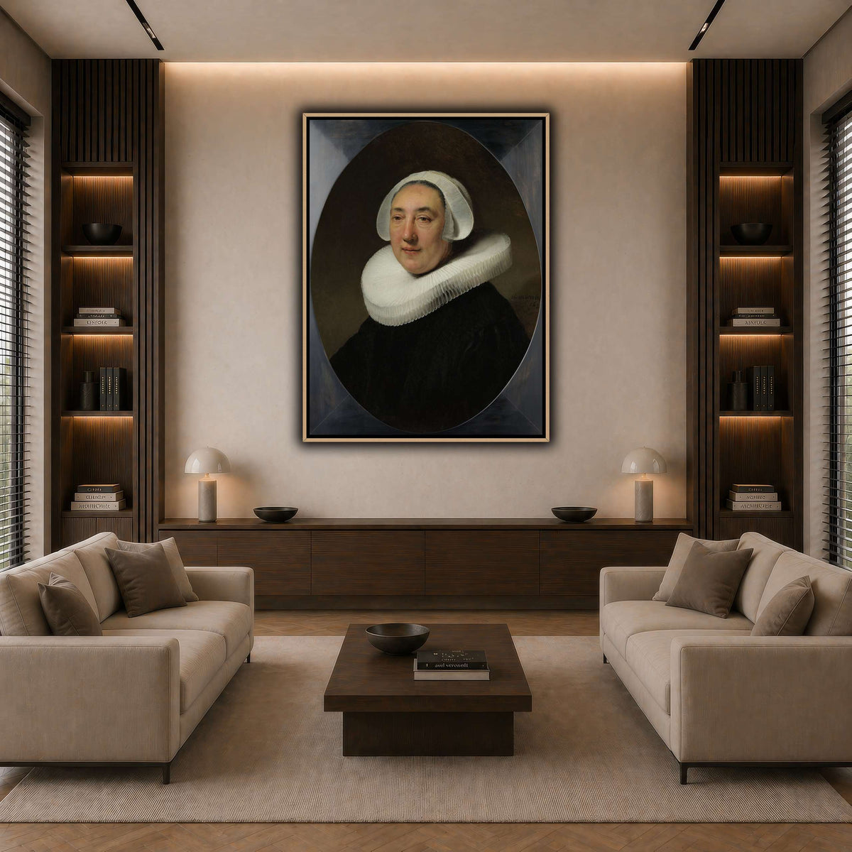 Haesje_v.Cleyburg_1634_Rembrandt-van-Rijn dark neutral-living room