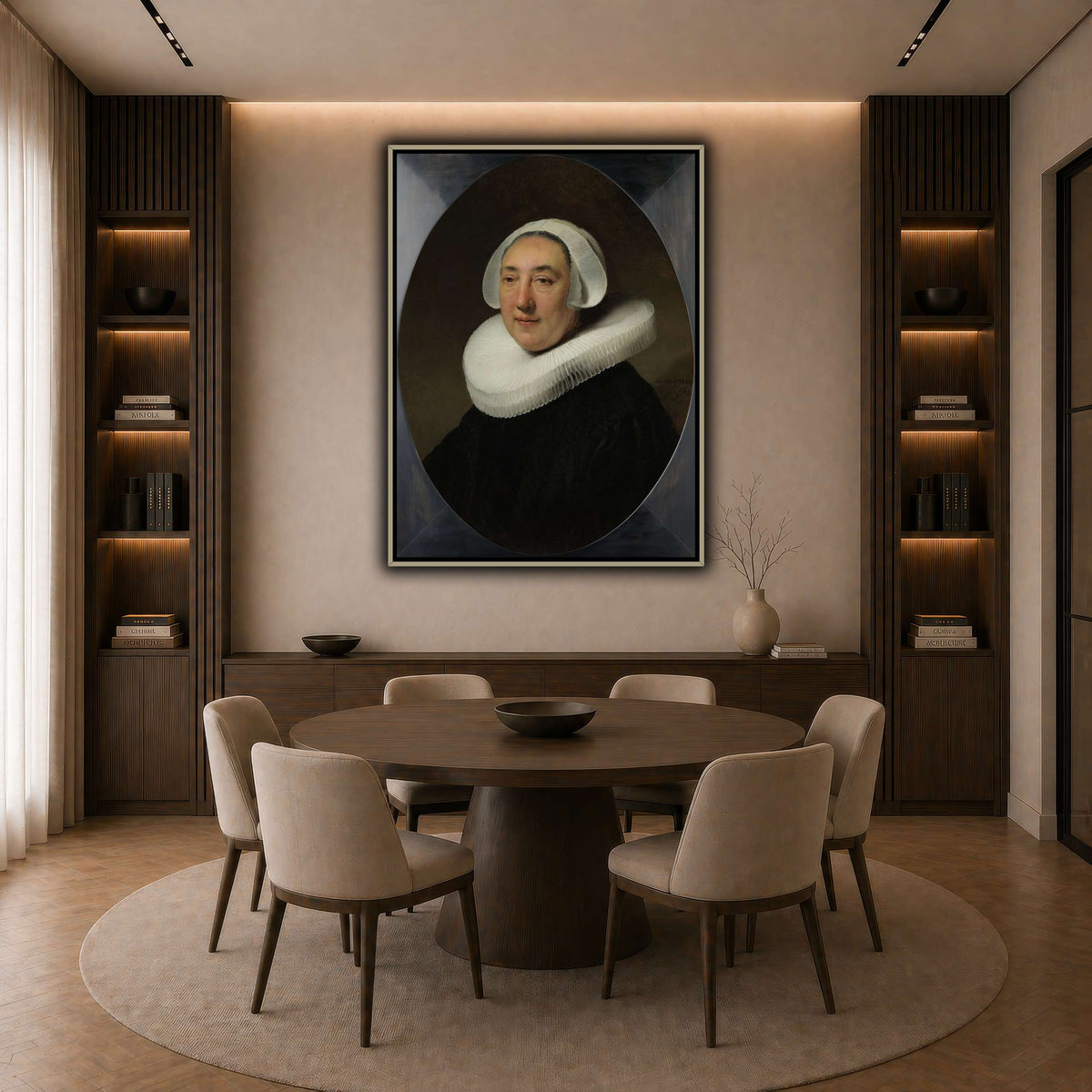 Haesje_v.Cleyburg_1634_Rembrandt-van-Rijn dark neutral-dining room