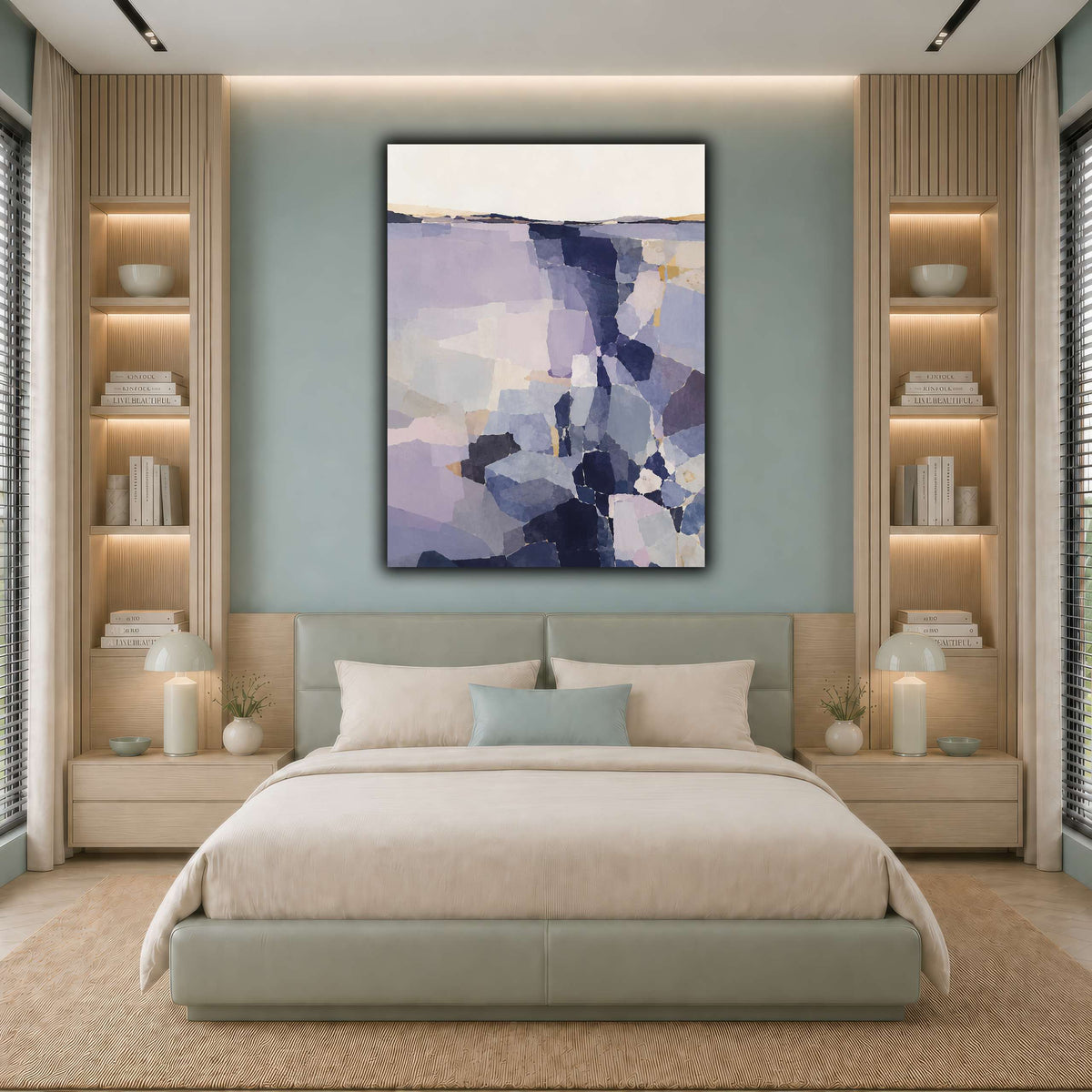 Indigo Fragments Over Lavender Reach-2 cool-bedroom