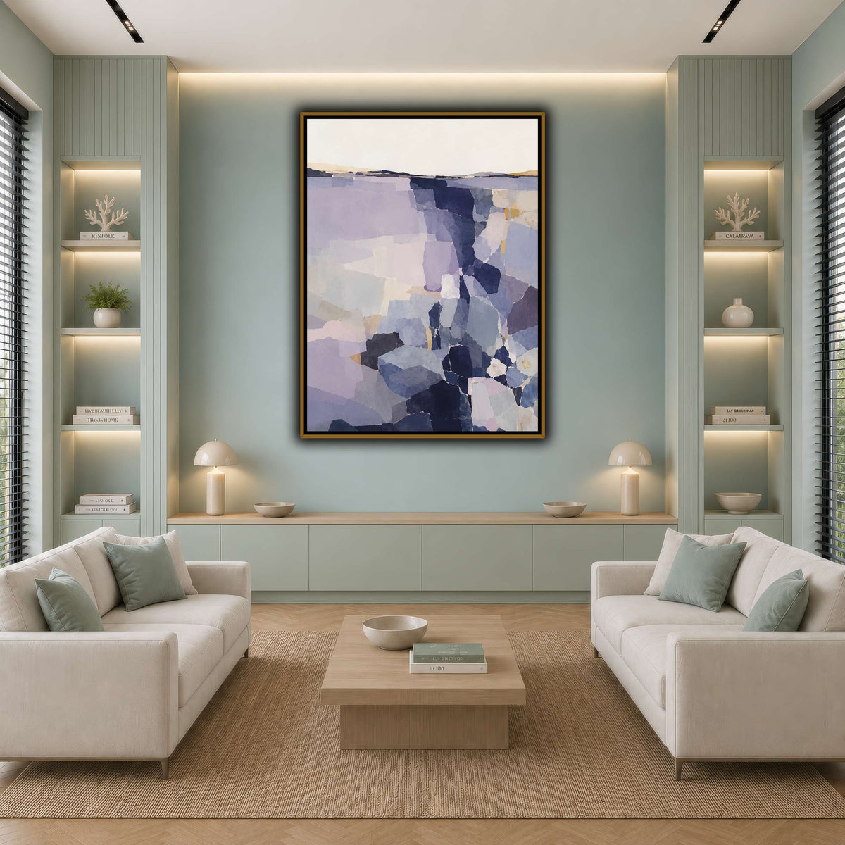 Indigo Fragments Over Lavender Reach-2 cool-living room