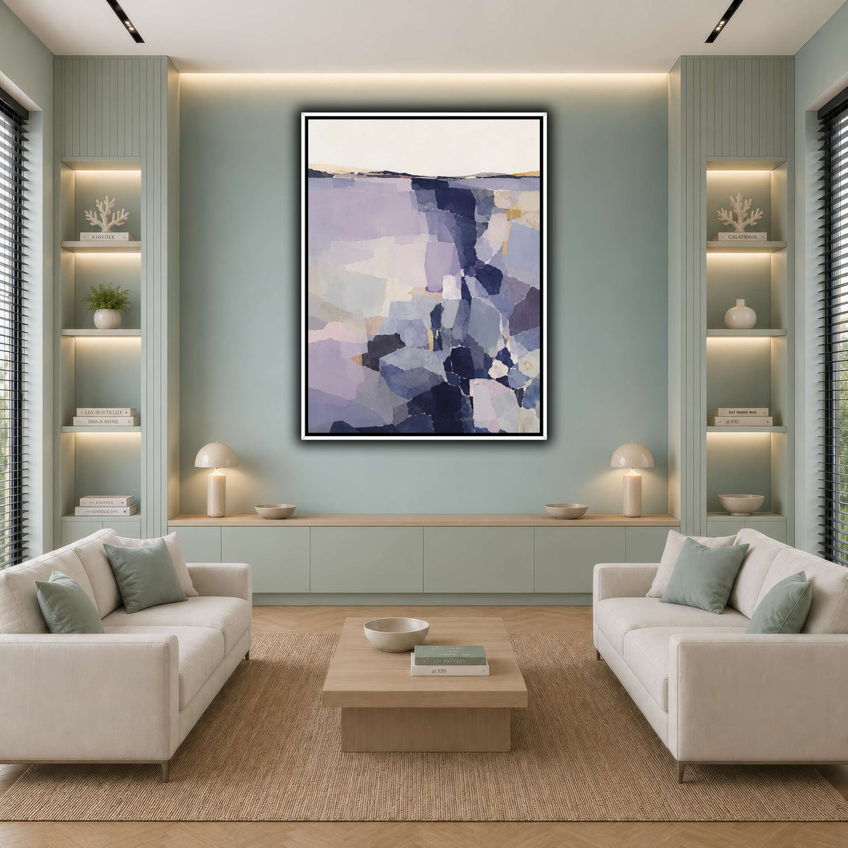 Indigo Fragments Over Lavender Reach-2 cool-living room