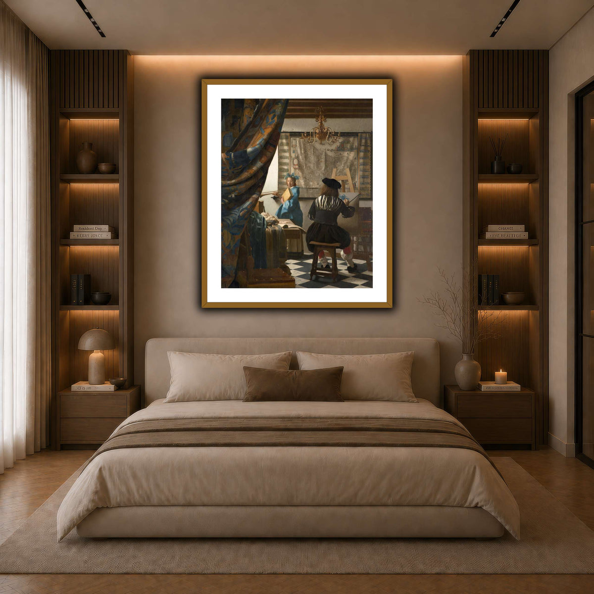 Jan_Vermeer_-_The_Art_of_Painting_ dark neutral-bedroom