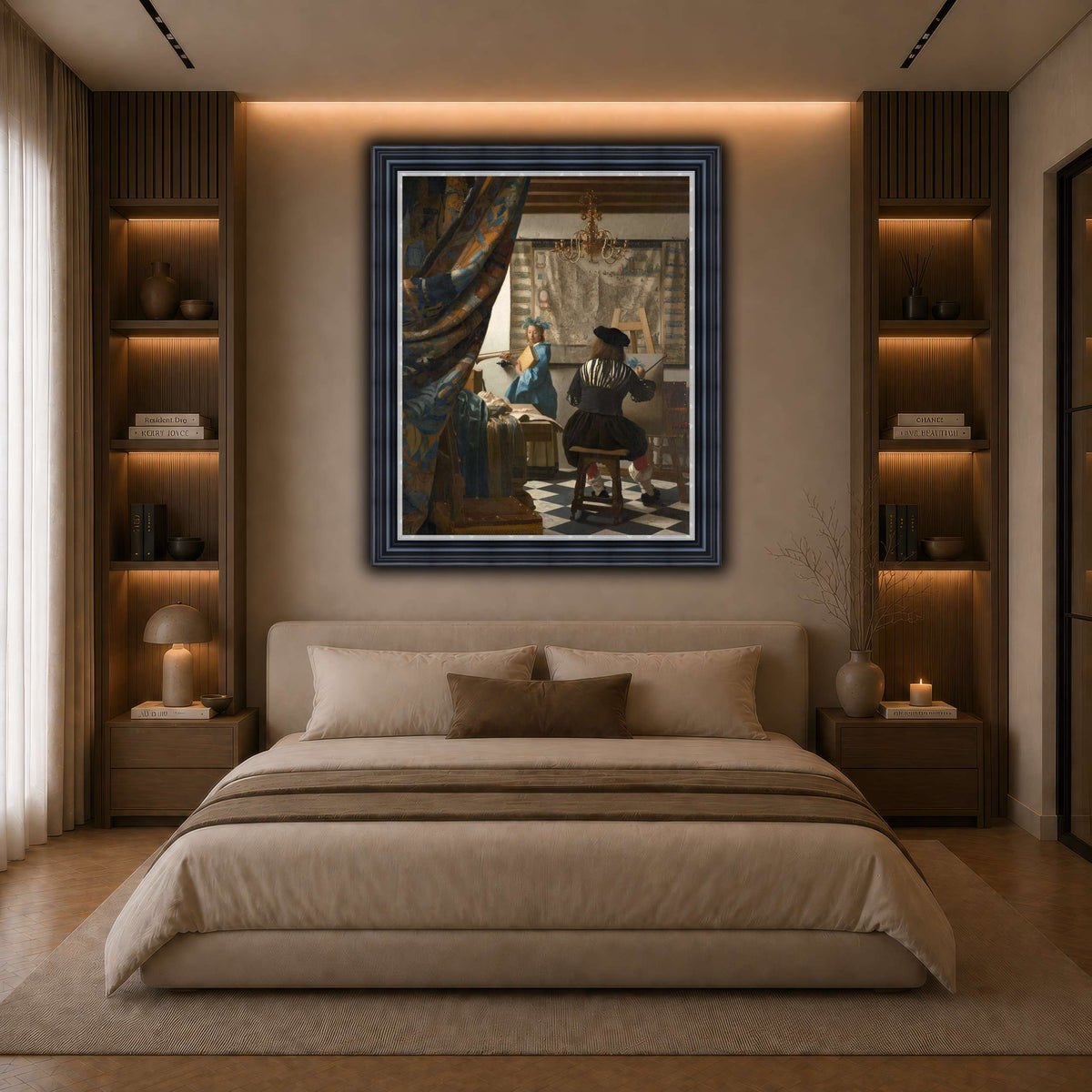 Jan_Vermeer_-_The_Art_of_Painting_ dark neutral-bedroom