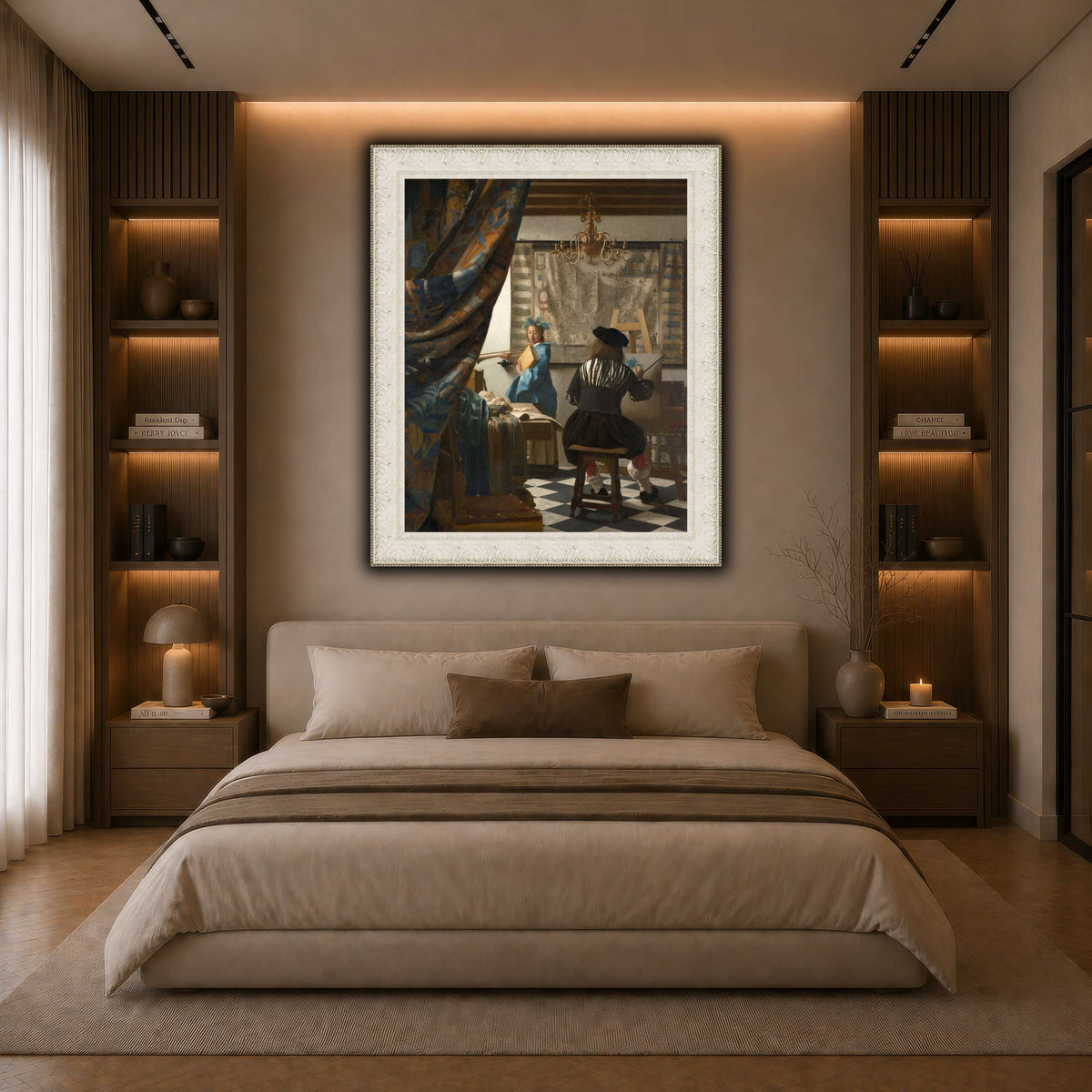 Jan_Vermeer_-_The_Art_of_Painting_ dark neutral-bedroom