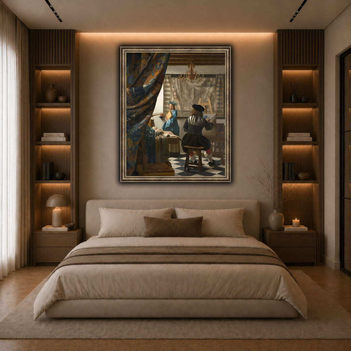 Jan_Vermeer_-_The_Art_of_Painting_ dark neutral-bedroom