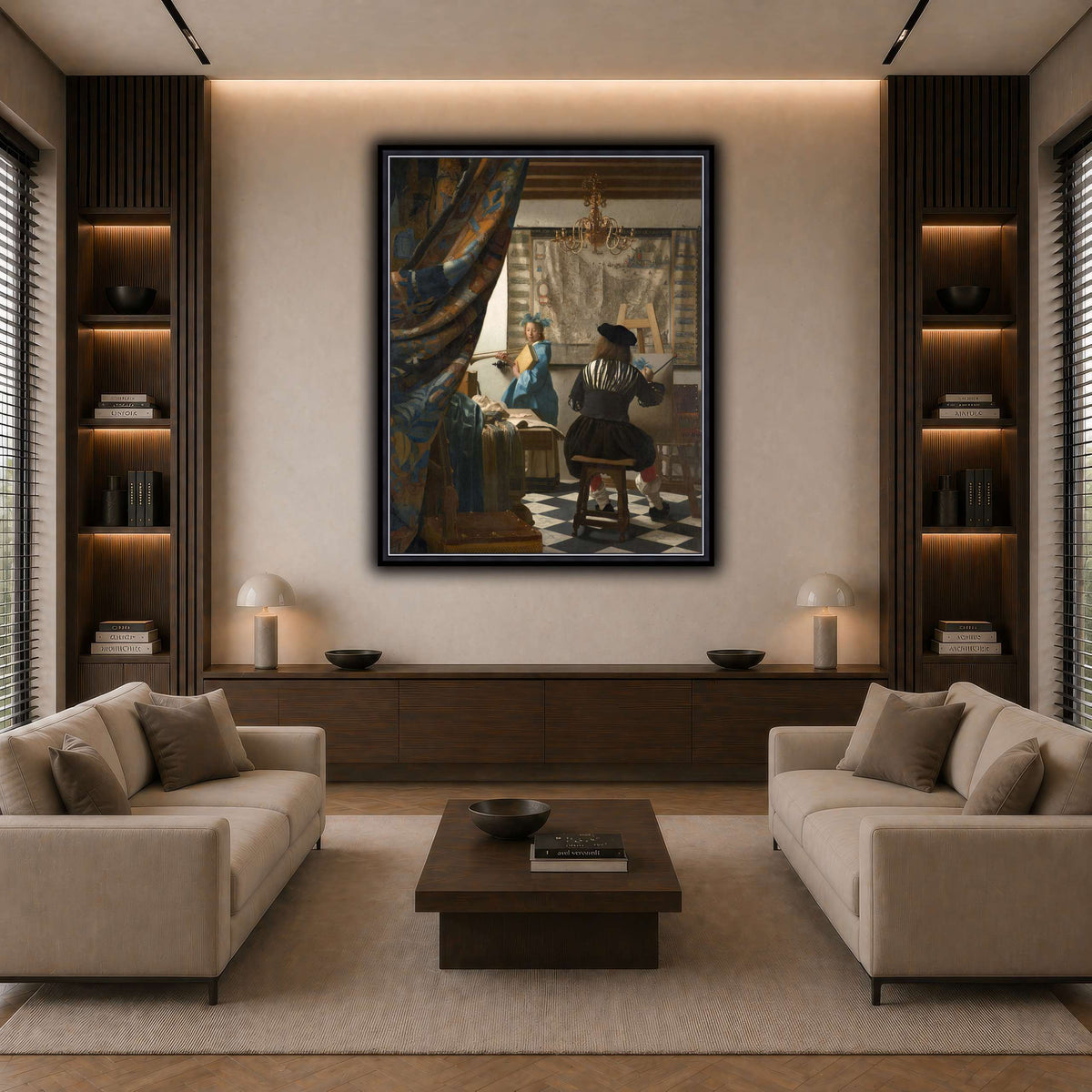 Jan_Vermeer_-_The_Art_of_Painting_ dark neutral-living room