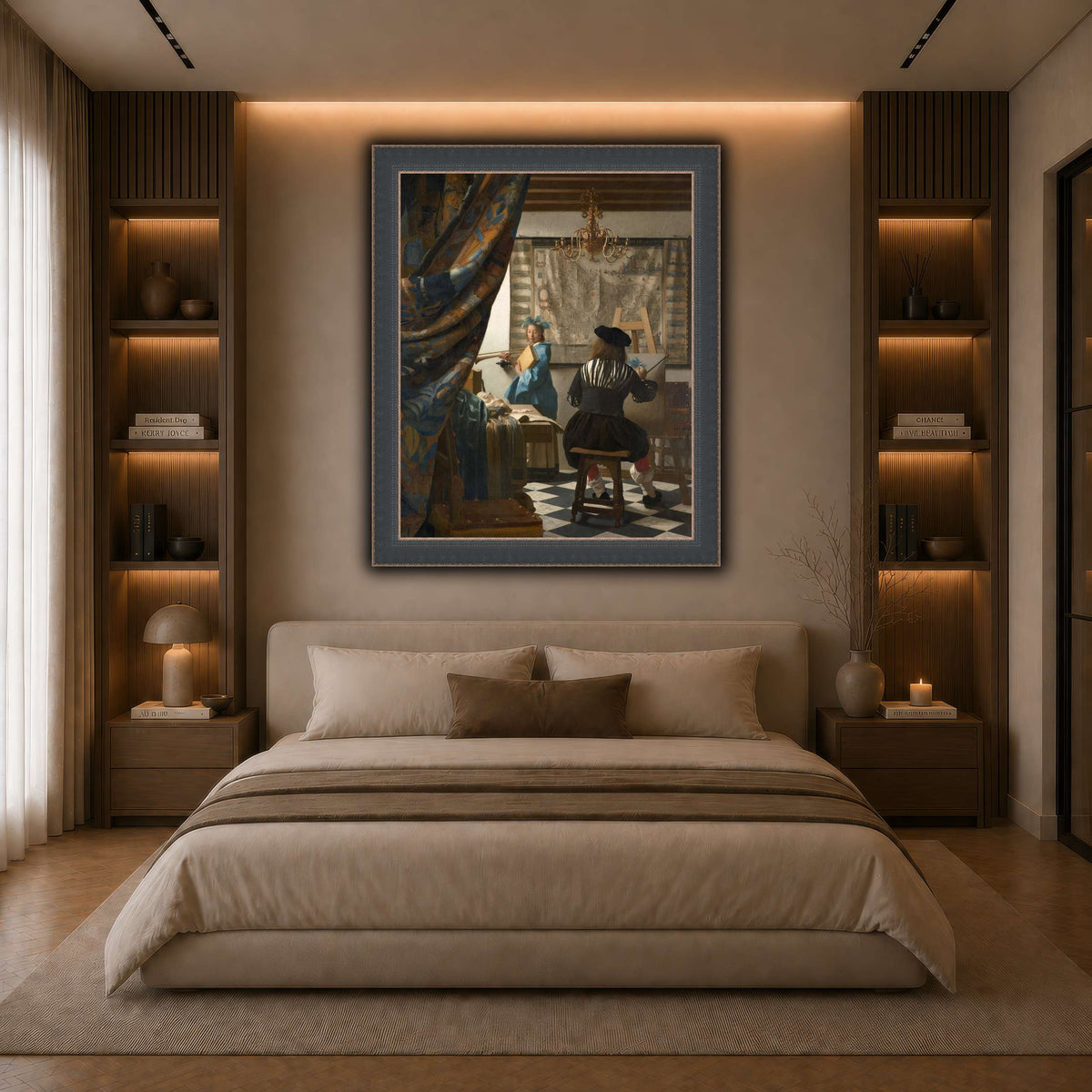 Jan_Vermeer_-_The_Art_of_Painting_ dark neutral-bedroom