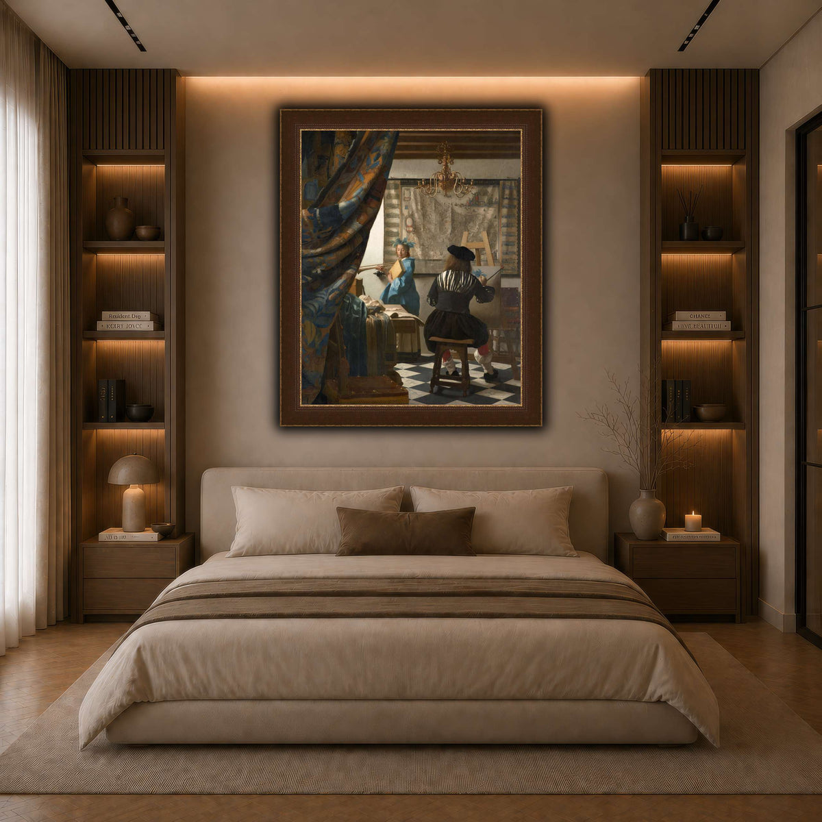 Jan_Vermeer_-_The_Art_of_Painting_ dark neutral-bedroom