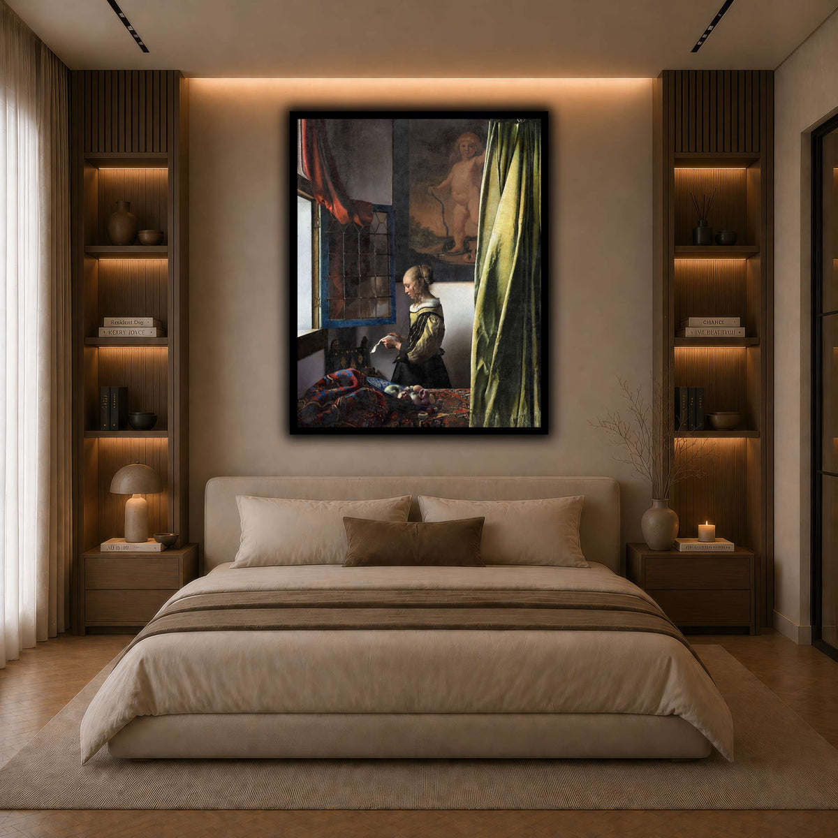 Jan_Vermeer_van_Delft_-_Brieflezend_meisje_bij_het_venster_ dark neutral-bedroom