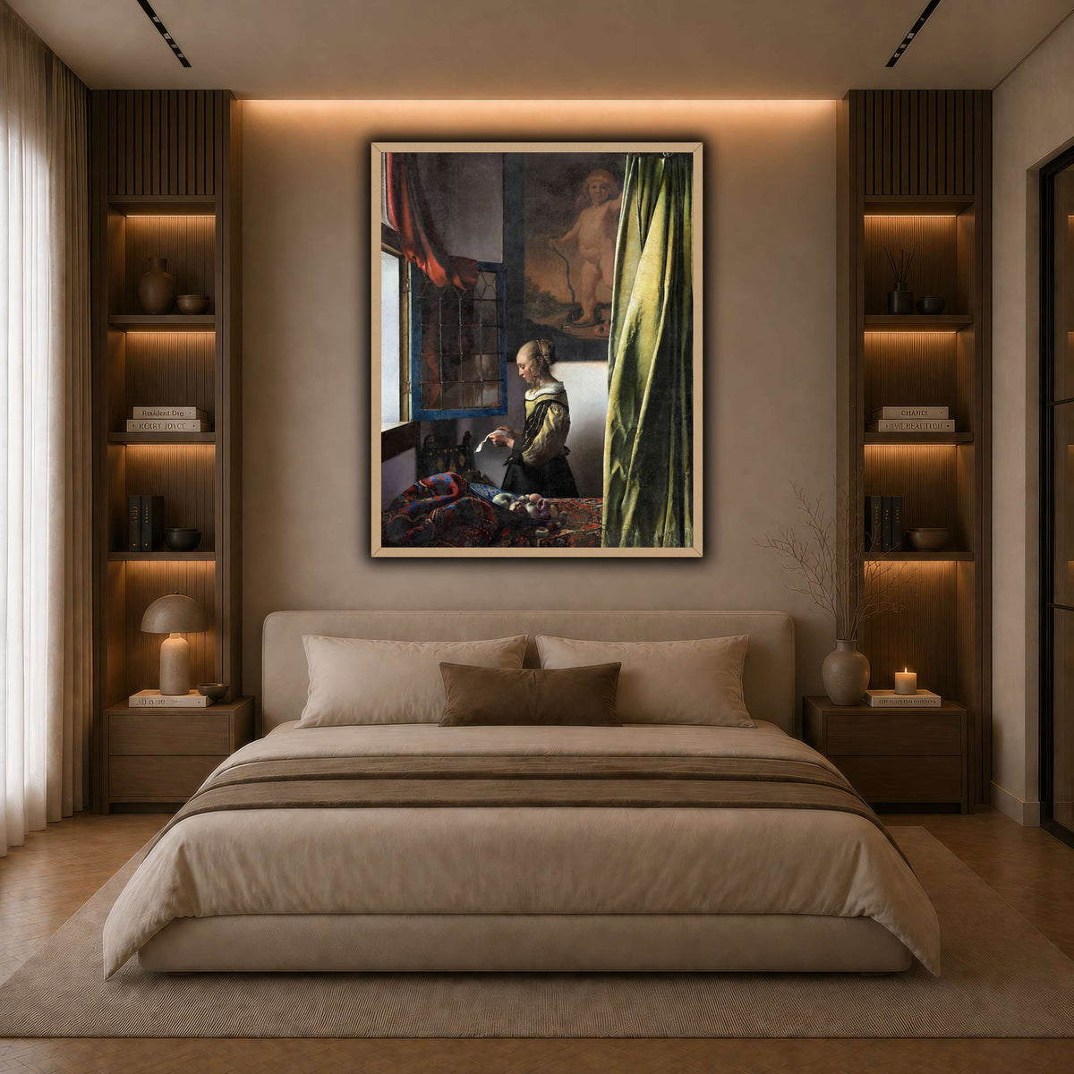 Jan_Vermeer_van_Delft_-_Brieflezend_meisje_bij_het_venster_ dark neutral-bedroom