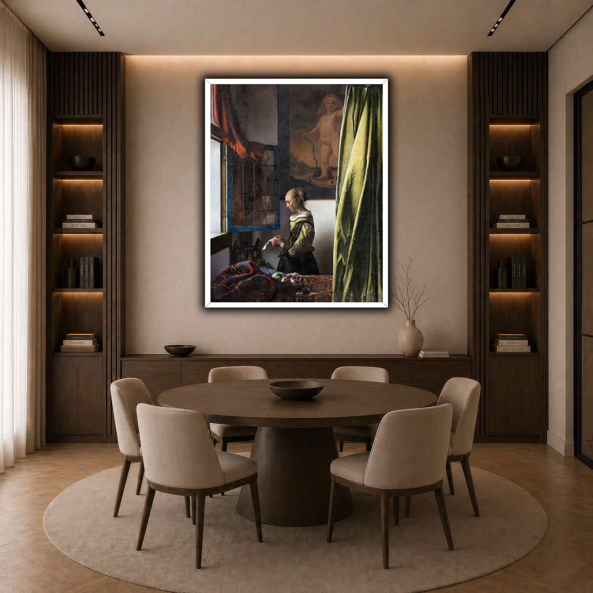 Jan_Vermeer_van_Delft_-_Brieflezend_meisje_bij_het_venster_ dark neutral-dining room
