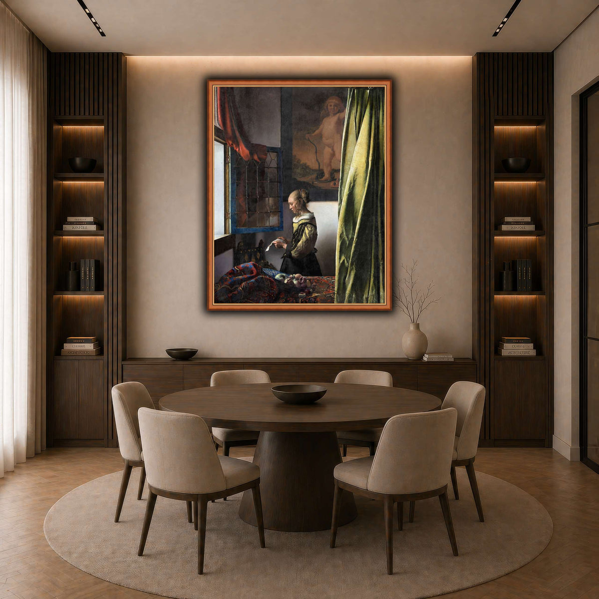 Jan_Vermeer_van_Delft_-_Brieflezend_meisje_bij_het_venster_ dark neutral-dining room