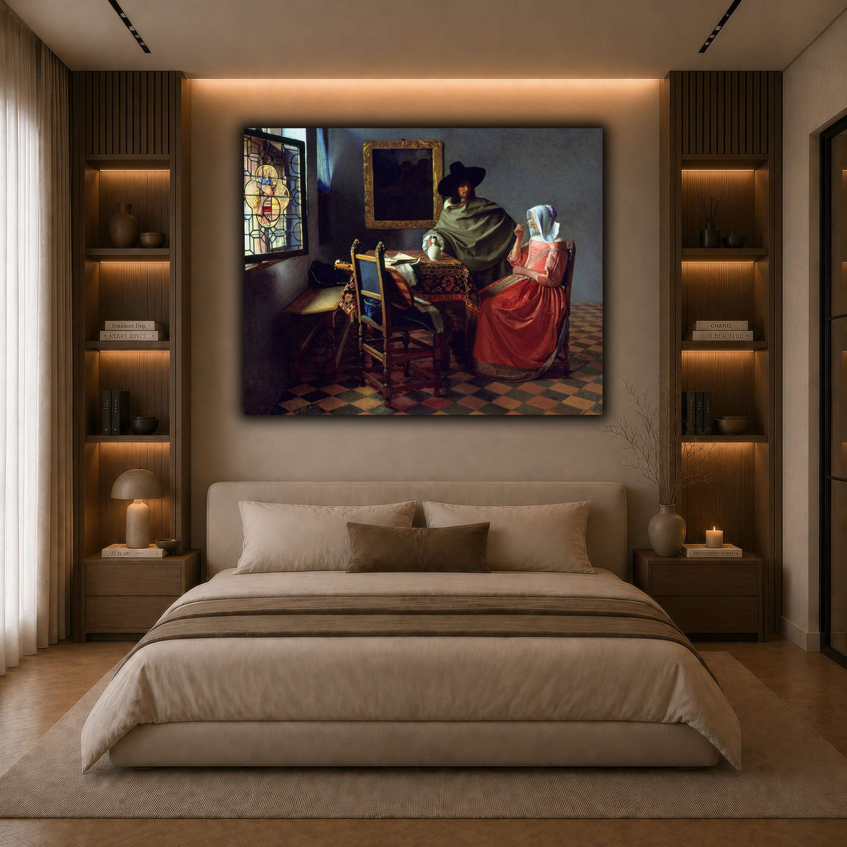 Jan_Vermeer_van_Delft_-_The_Glass_of_Wine_ dark neutral-bedroom