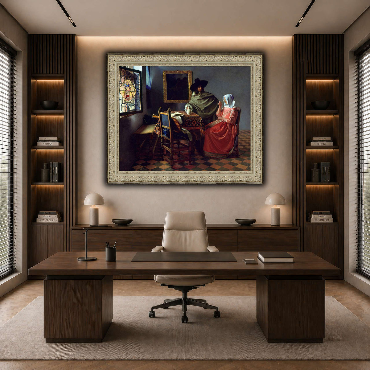 Jan_Vermeer_van_Delft_-_The_Glass_of_Wine_ dark neutral-office