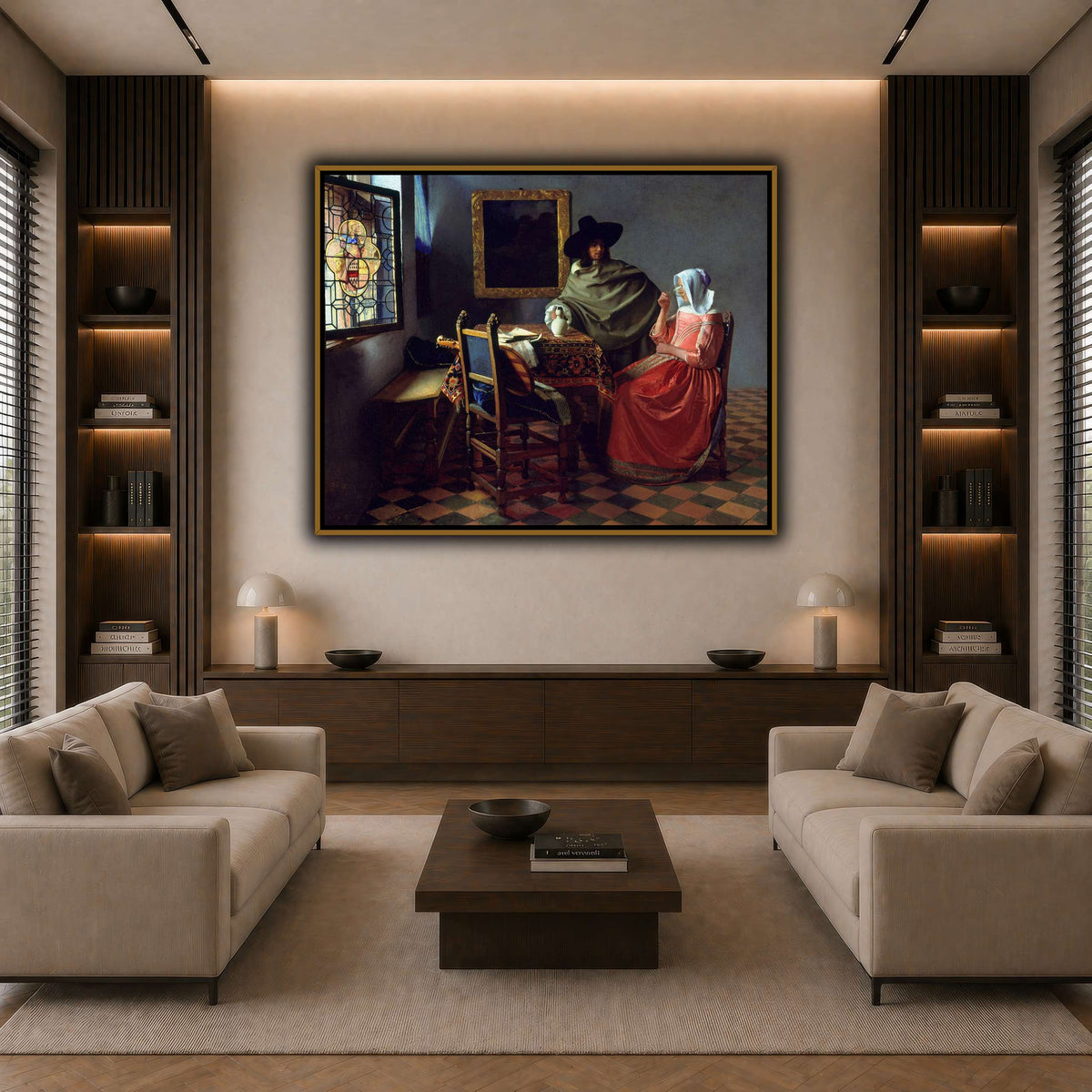 Jan_Vermeer_van_Delft_-_The_Glass_of_Wine_ dark neutral-living room