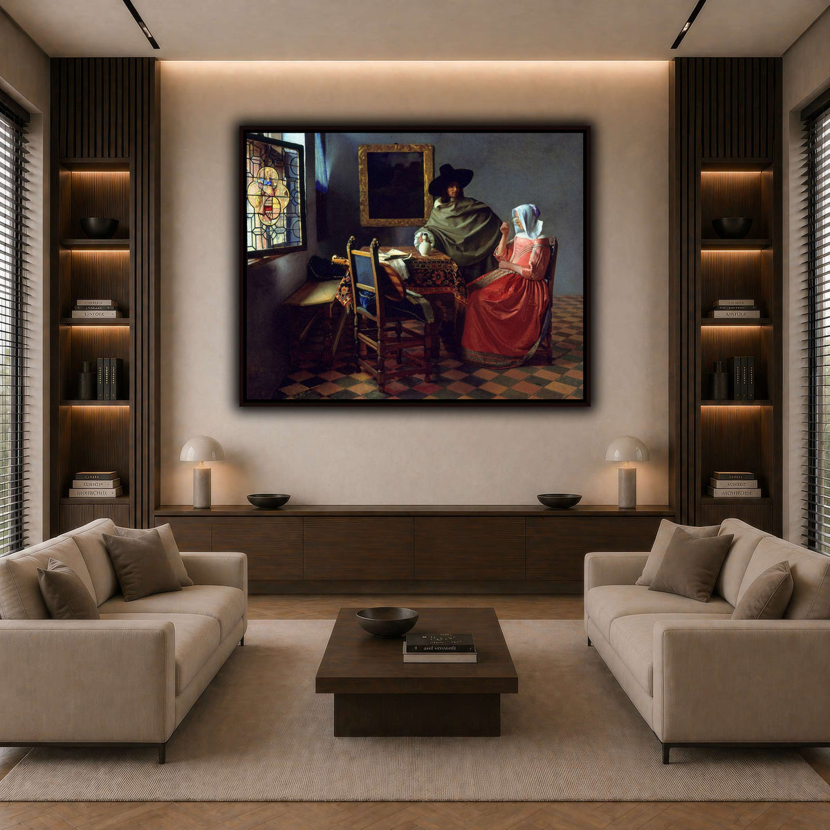 Jan_Vermeer_van_Delft_-_The_Glass_of_Wine_ dark neutral-living room