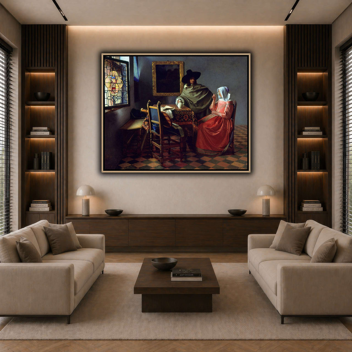 Jan_Vermeer_van_Delft_-_The_Glass_of_Wine_ dark neutral-living room