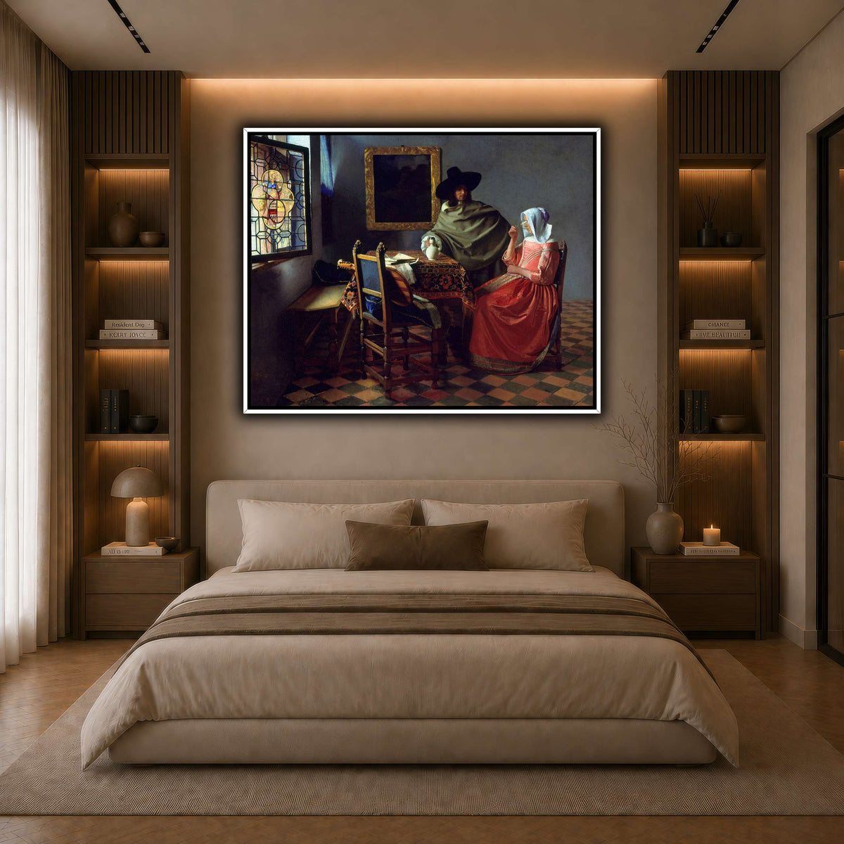 Jan_Vermeer_van_Delft_-_The_Glass_of_Wine_ dark neutral-bedroom