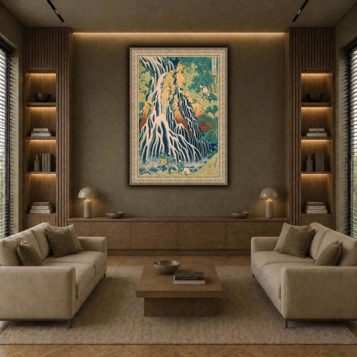 Japanese_-_Pilgrims_at_Kirifuri_Waterfall_on_Mount_Kuroka_Katsushika Hokusai earth-living room