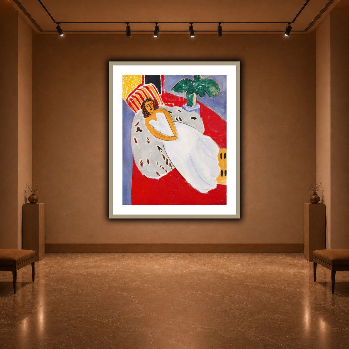 Jeune_Femme_en_blanc,_fond_rouge_Henri_Matisse warm-agallery