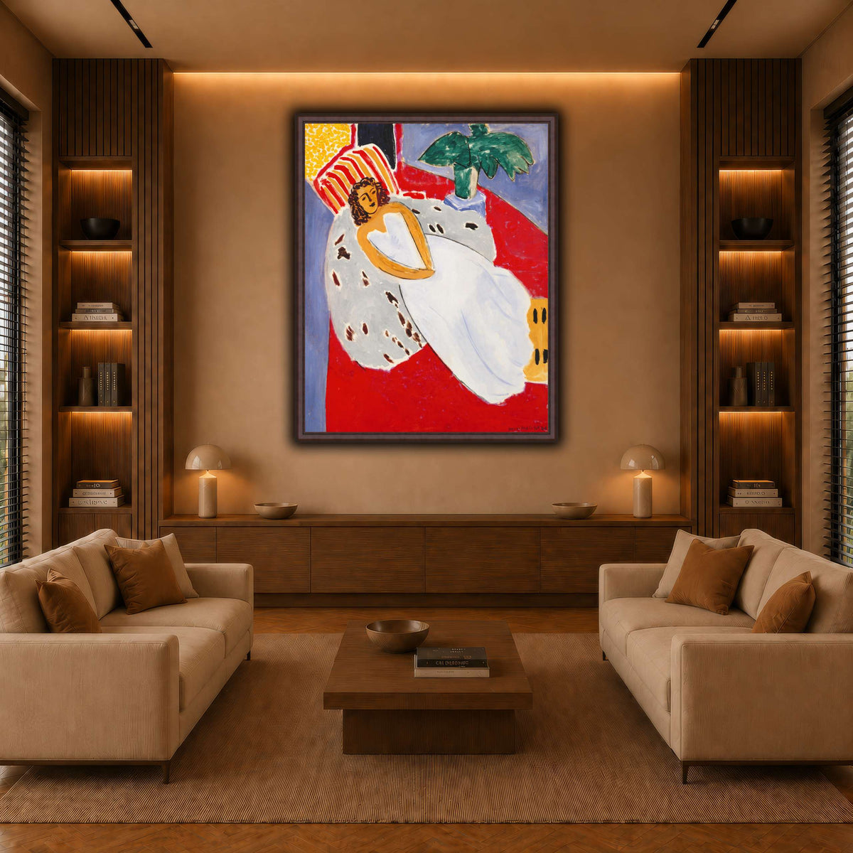 Jeune_Femme_en_blanc,_fond_rouge_Henri_Matisse warm-living-room