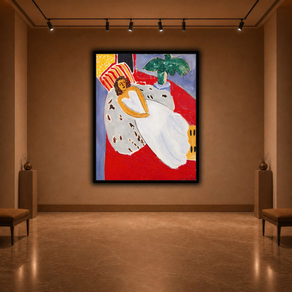 Jeune_Femme_en_blanc,_fond_rouge_Henri_Matisse warm-agallery