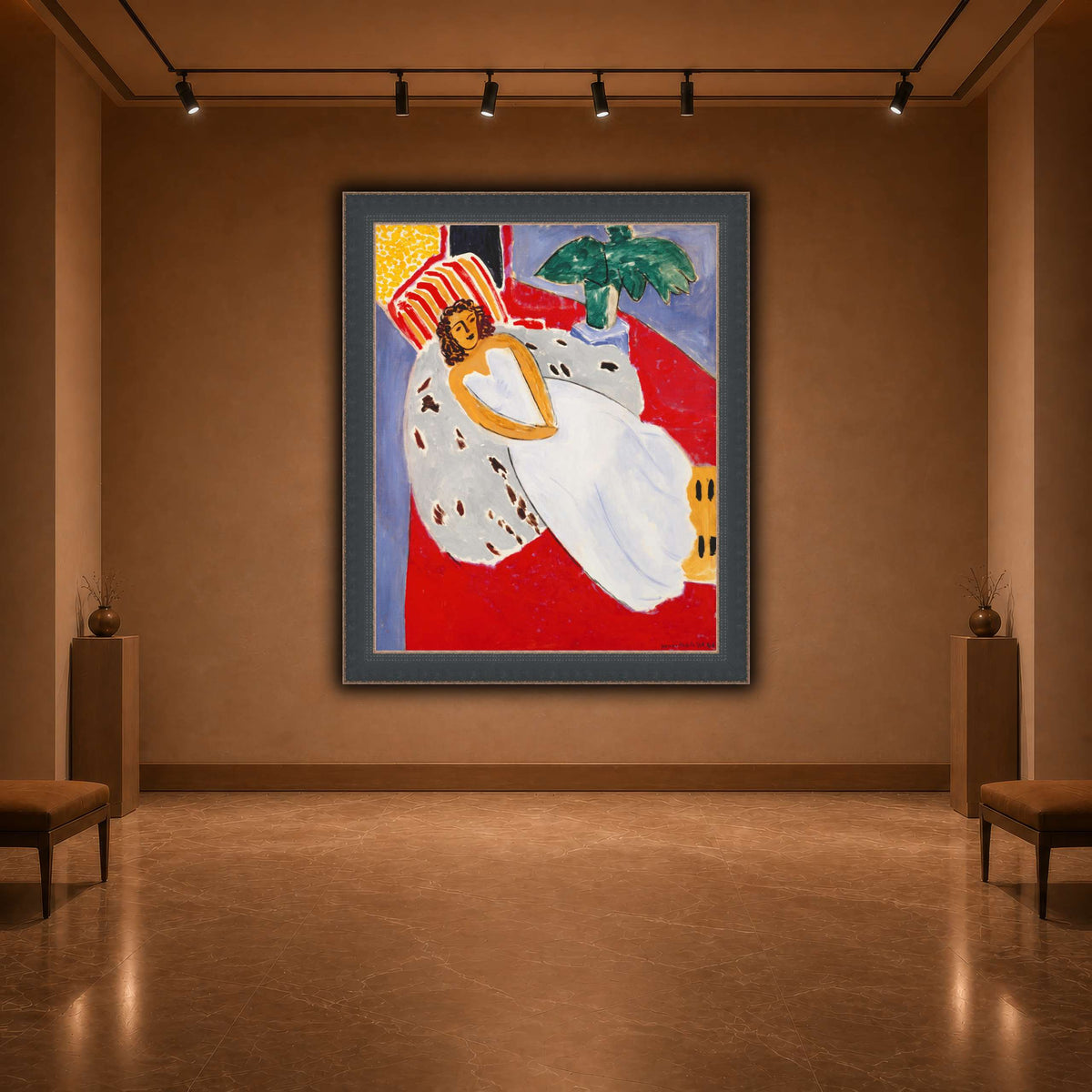Jeune_Femme_en_blanc,_fond_rouge_Henri_Matisse warm-agallery