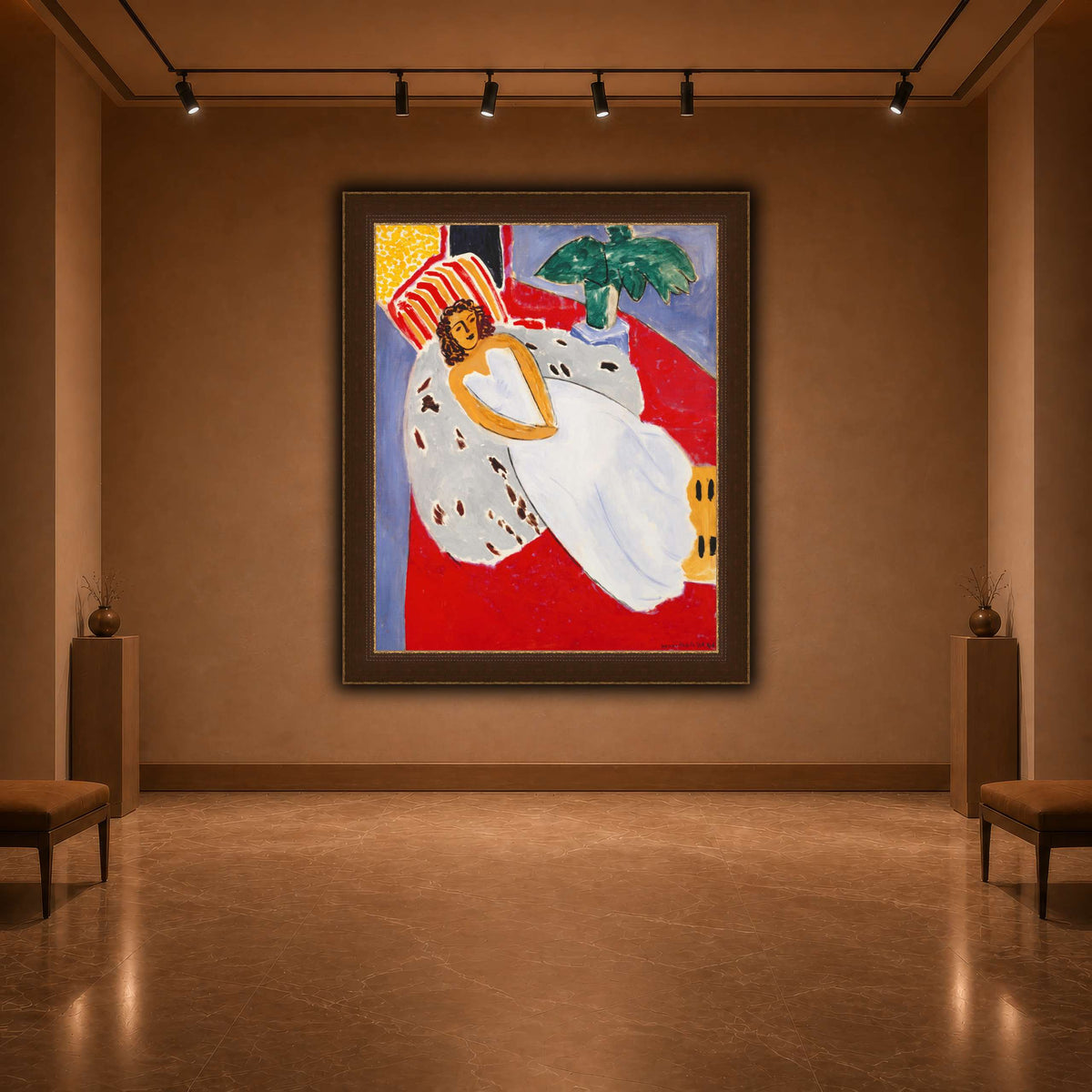 Jeune_Femme_en_blanc,_fond_rouge_Henri_Matisse warm-agallery