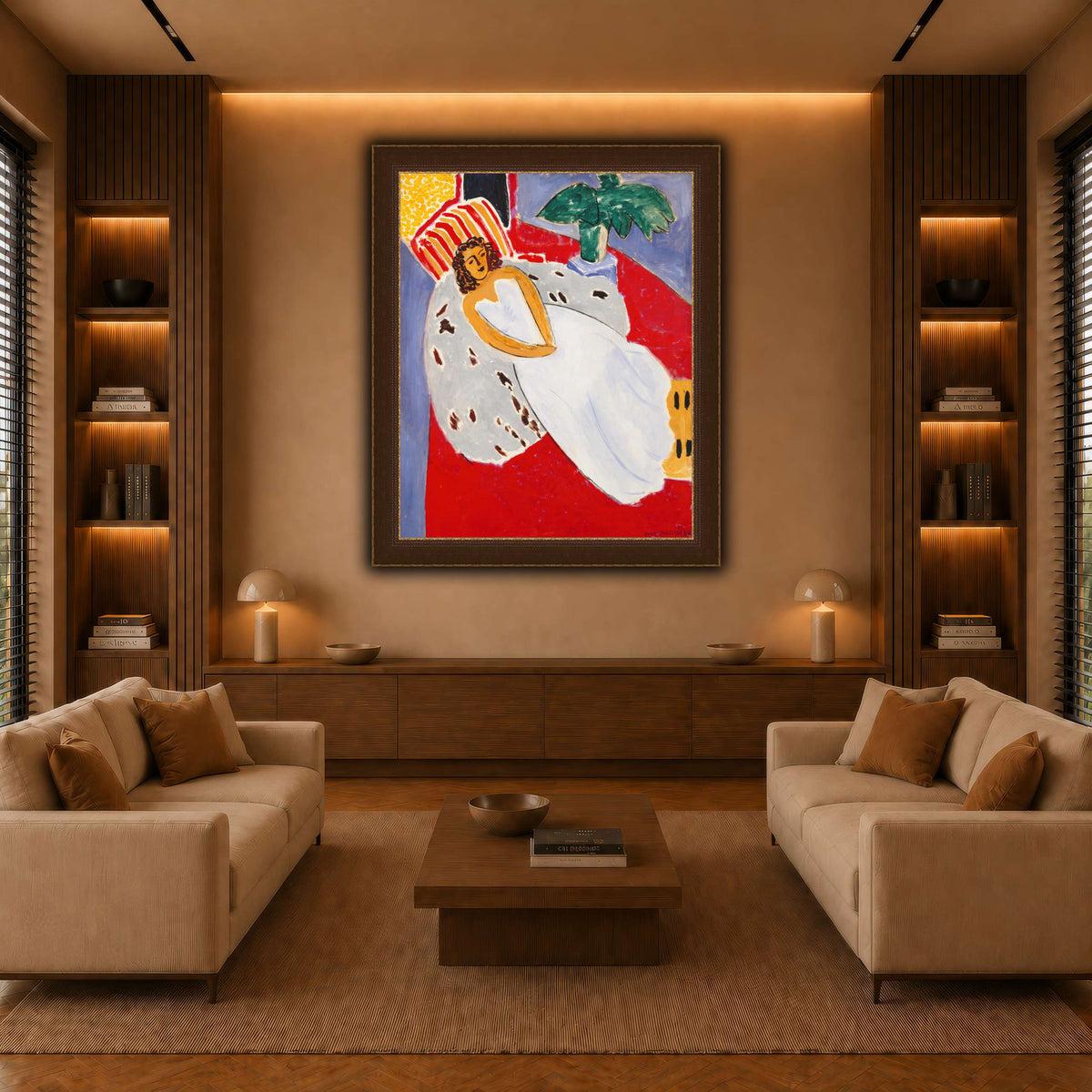 Jeune_Femme_en_blanc,_fond_rouge_Henri_Matisse warm-living-room