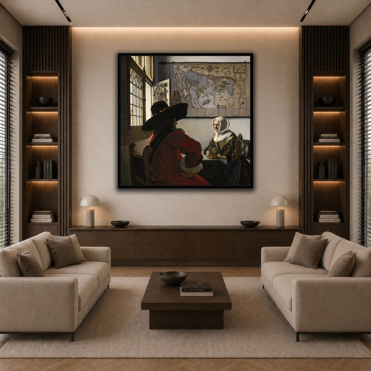 Johannes_Vermeer_-_De_Soldaat_en_het_Lachende_Meisje dark neutral-living room