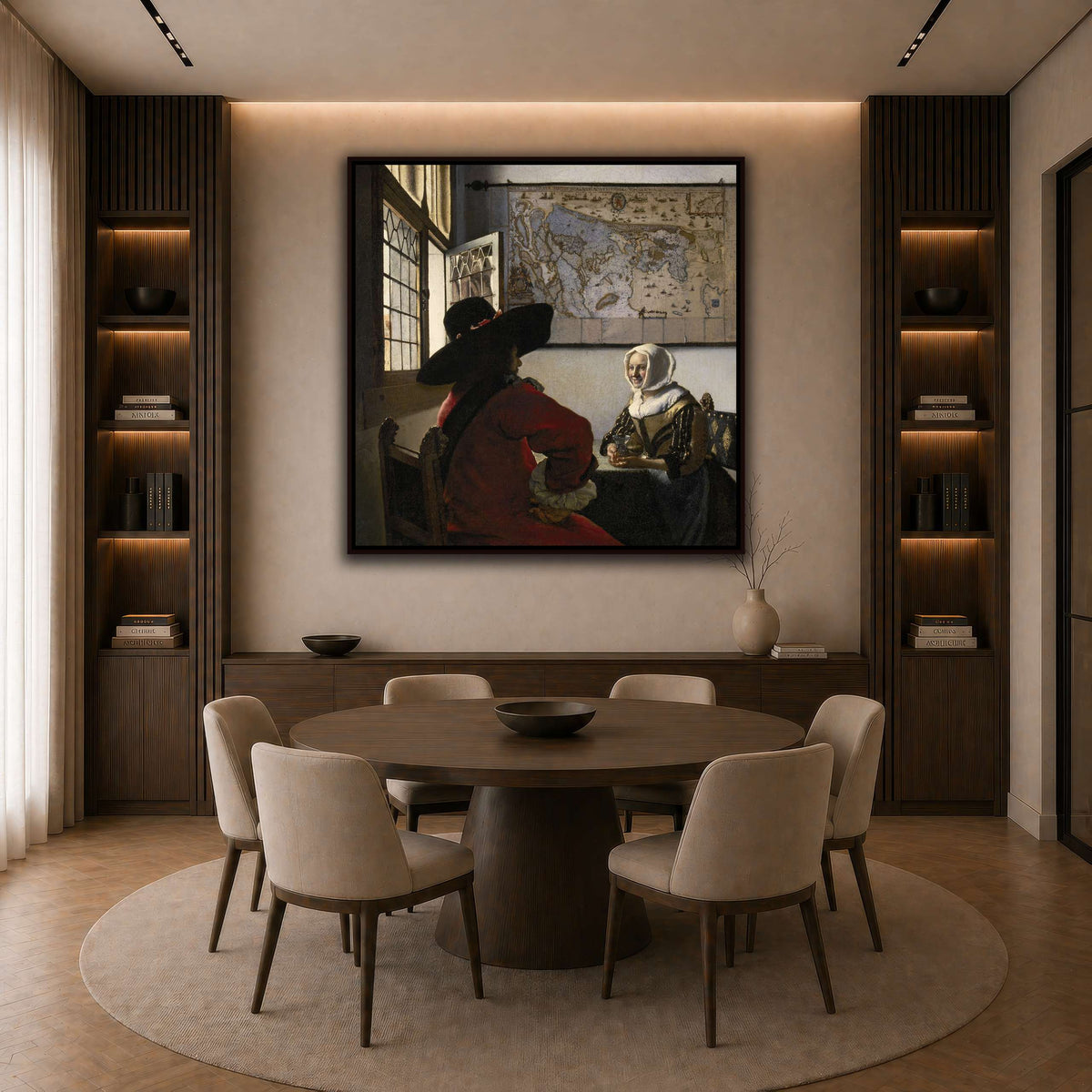 Johannes_Vermeer_-_De_Soldaat_en_het_Lachende_Meisje dark neutral-dining room