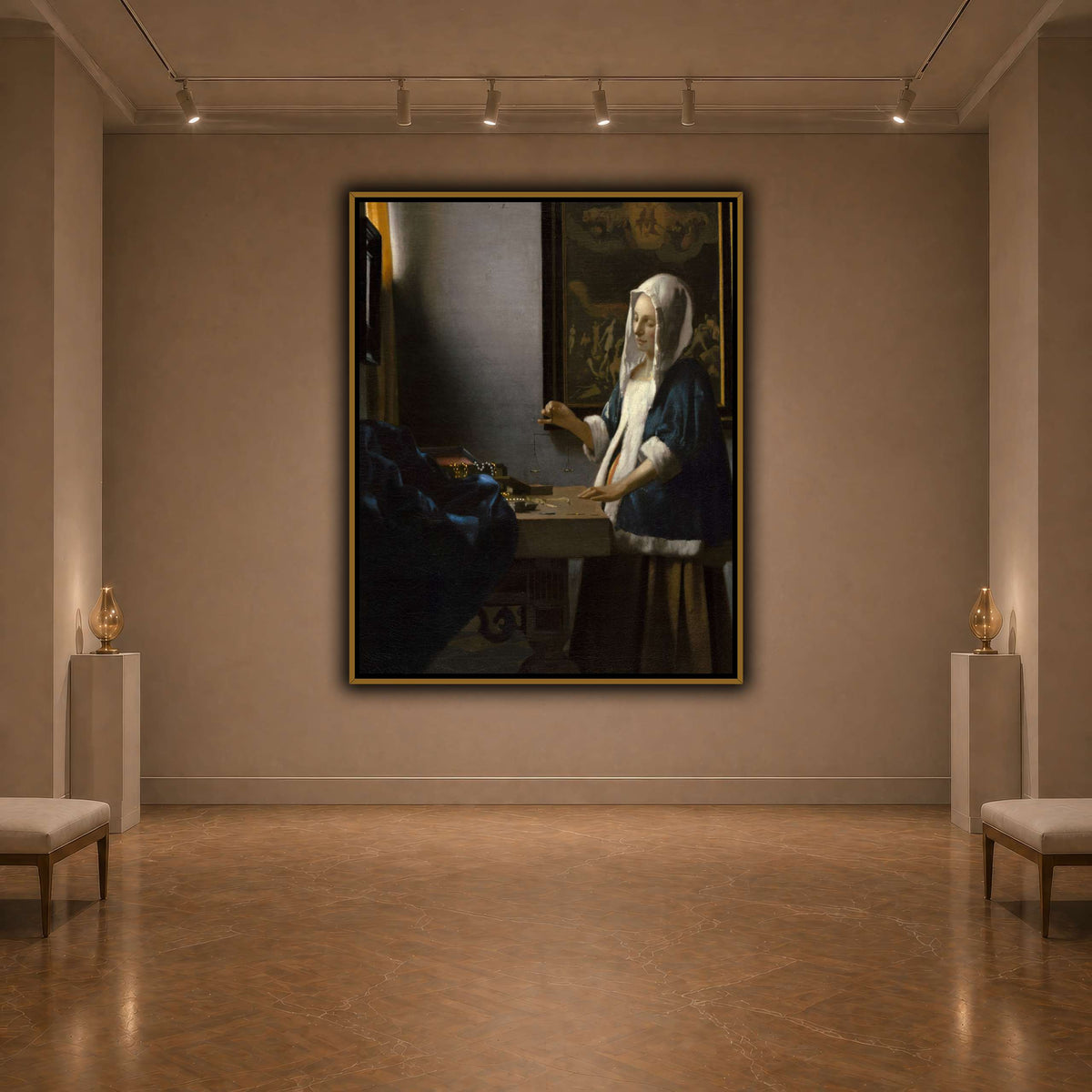 Johannes_Vermeer_-_Woman_Holding_a_Balance dark neutral-agallery