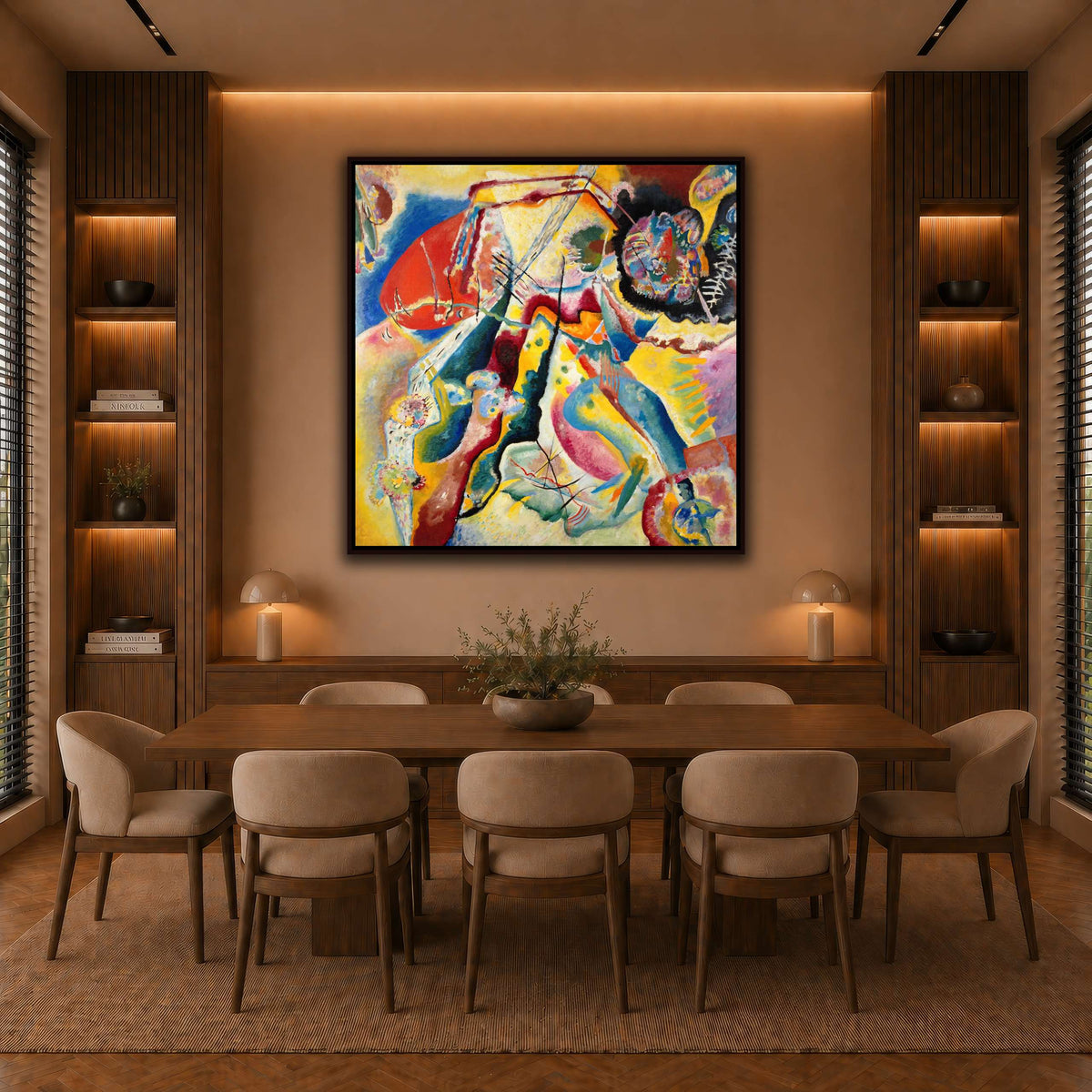Kandinsky_-_Bild_mit_rotem_Fleck,_Pompidou warm-dining room