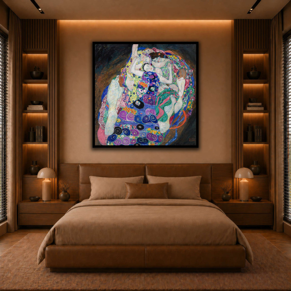 KlimtDieJungfrau warm-bedroom