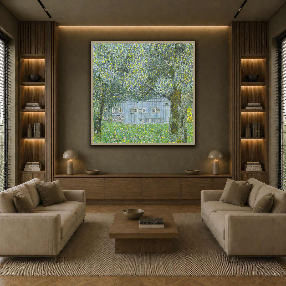 Klimt_-_Oberösterreichisches_Bauernhaus earth-living room
